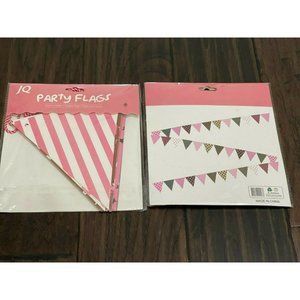 Pink Brown White Black Party Flags 12 paper Banner Garland New 2 packs of 12 ea